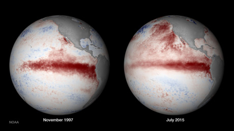 el-nino NOAA comparison from 1997 and 2015