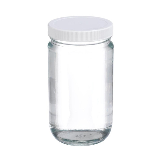 Certified Clean 32oz Clear Glass Sample Jars with Screw Caps, case/12