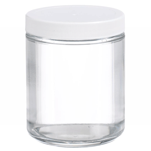 Certified Clean 8oz Clear Glass Sample Jars with Screw Caps, Short, case/24