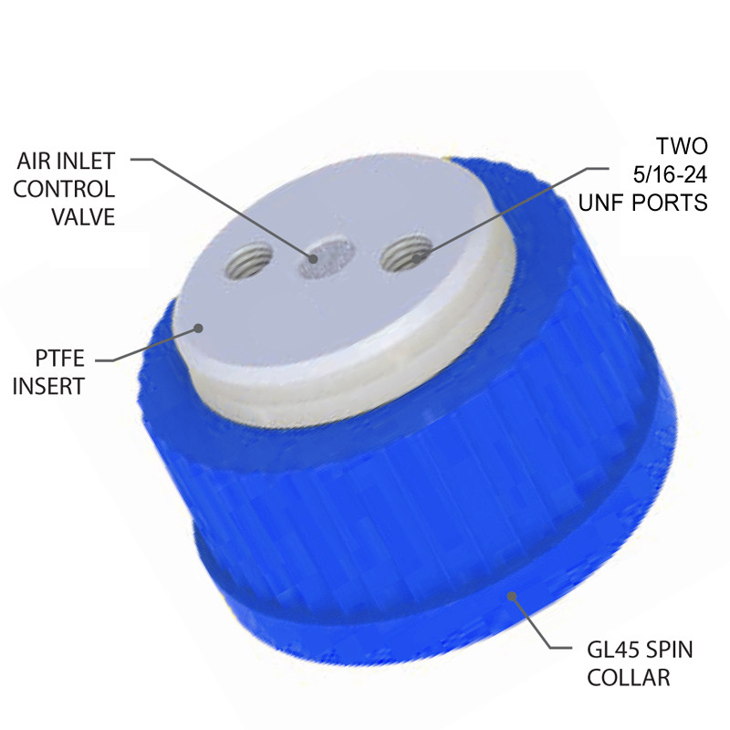 Oonetto 2 Pack Green GL45 1-Port Safety Filling Cap With One Hole For Glass Bottles, 1/8 Inch