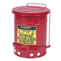 Justrite® Oily Waste Can, 14 gal, Foot Operated Cover