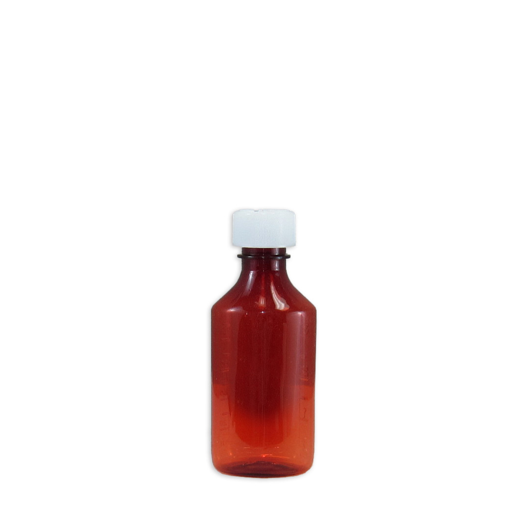 Amber Oval Pharmacy Bottle, Child Resistant Cap, 4oz, case/200