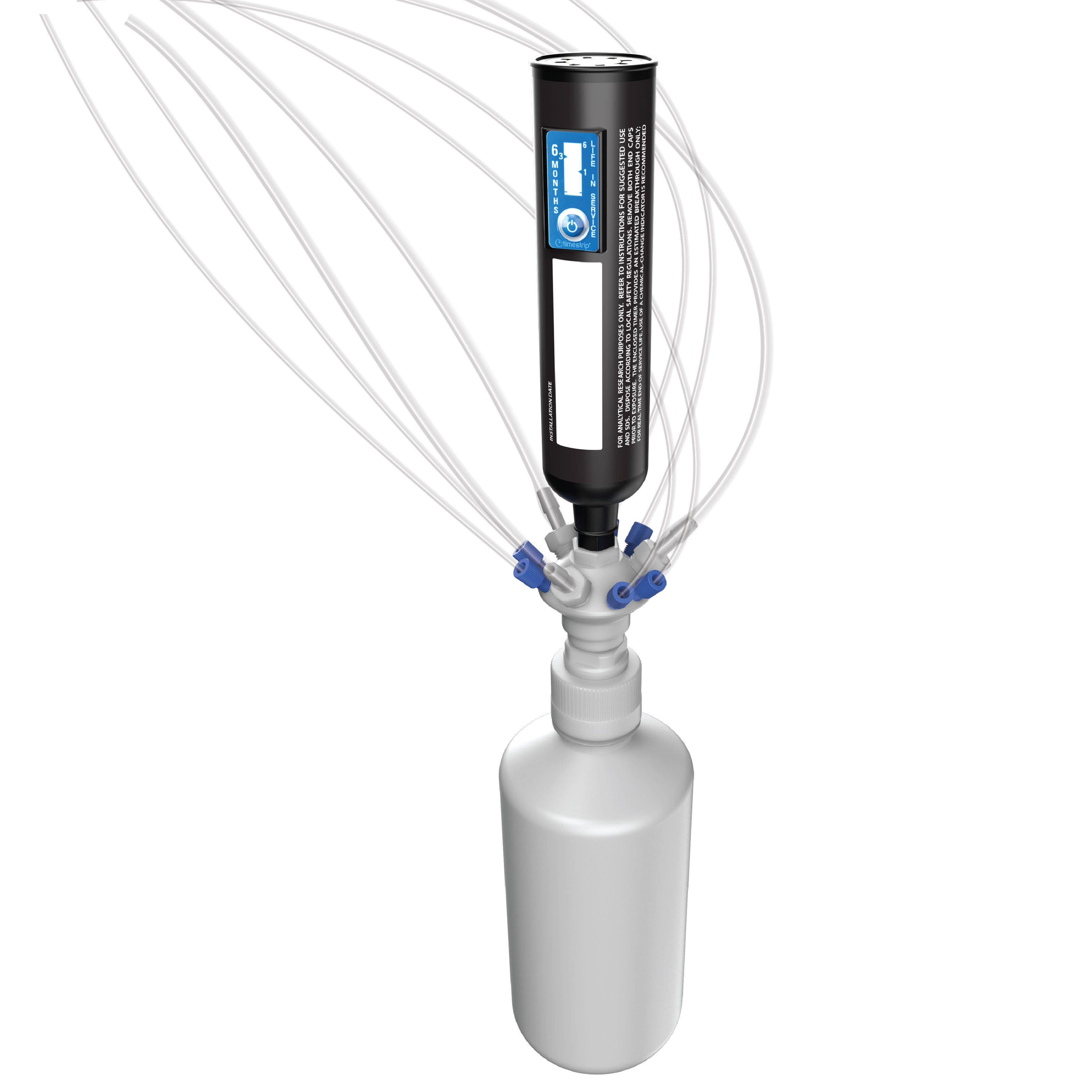 Solvent collection caps for HPLC and LCMS machines